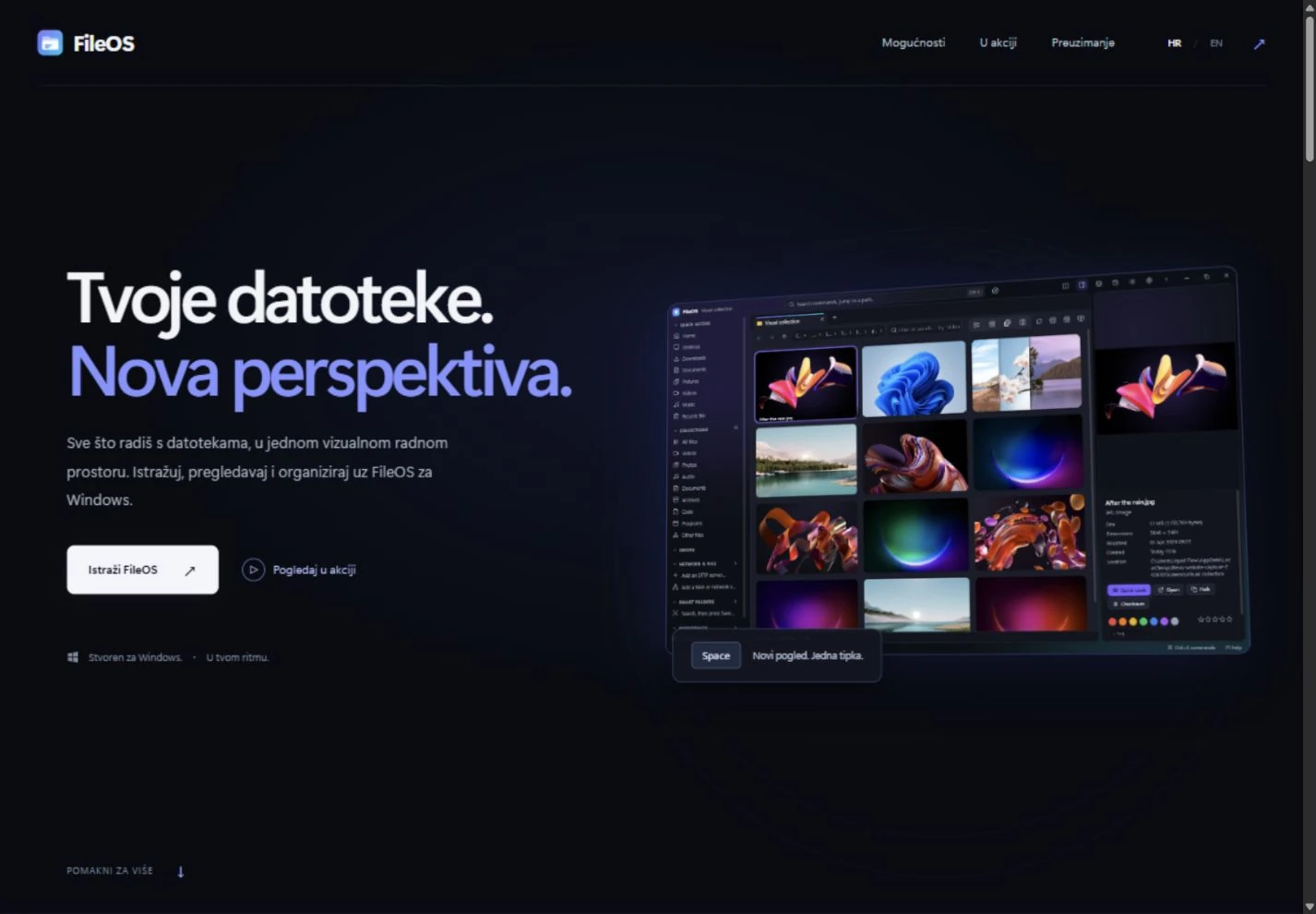FileOS — web-stranica aplikacije