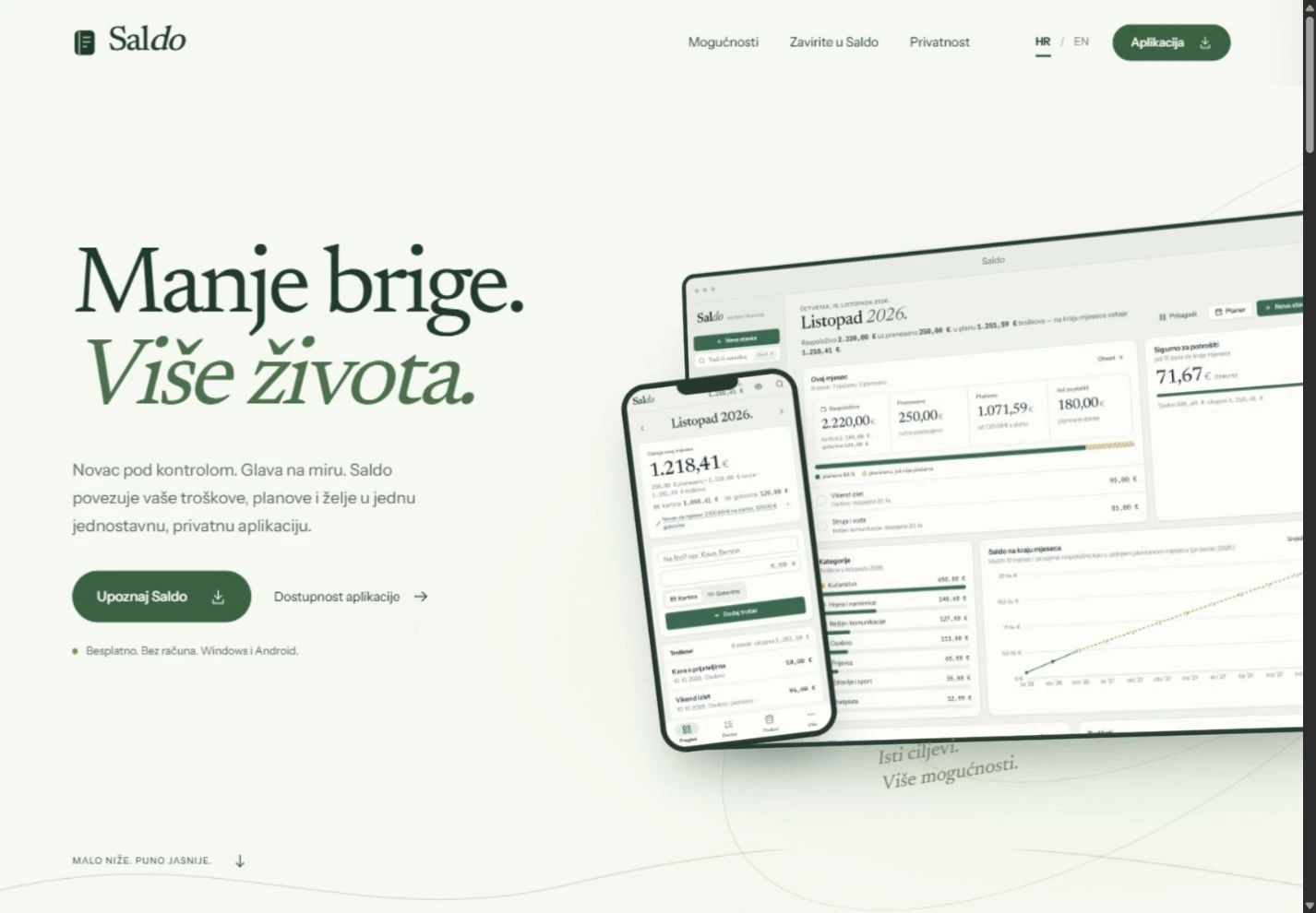 Saldo — web-stranica aplikacije