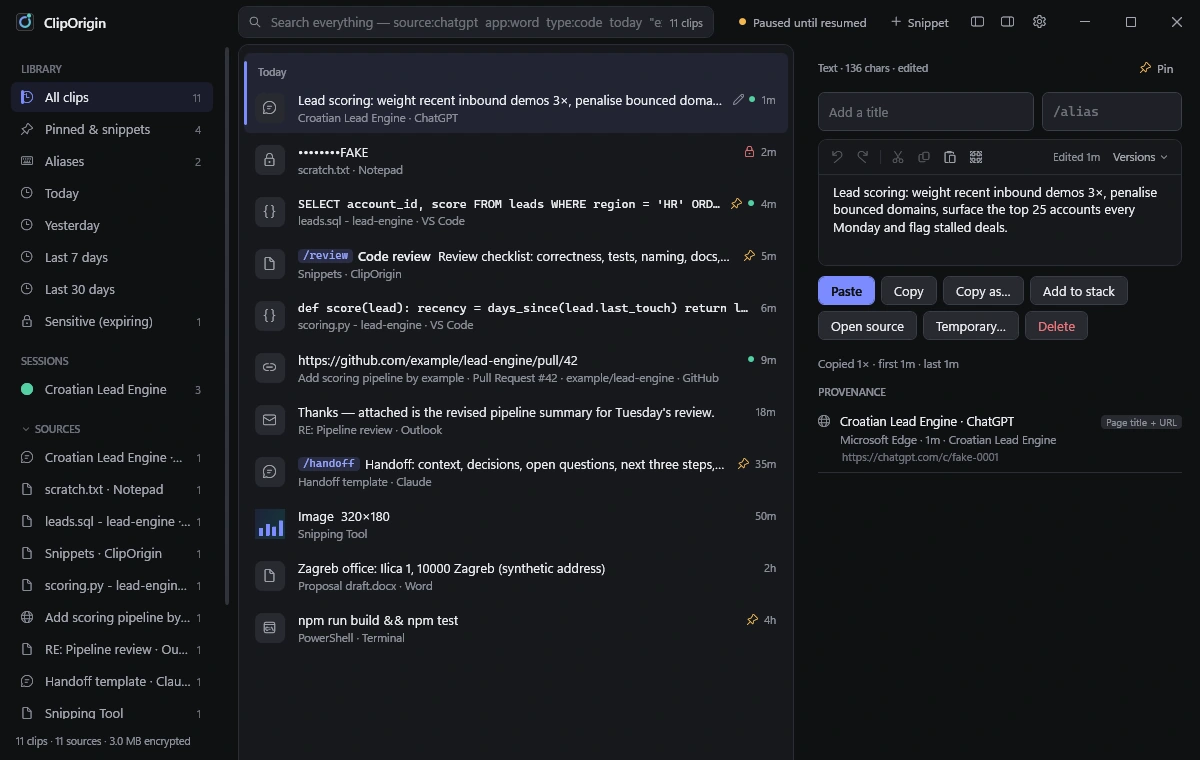 Inside the ClipOrigin app