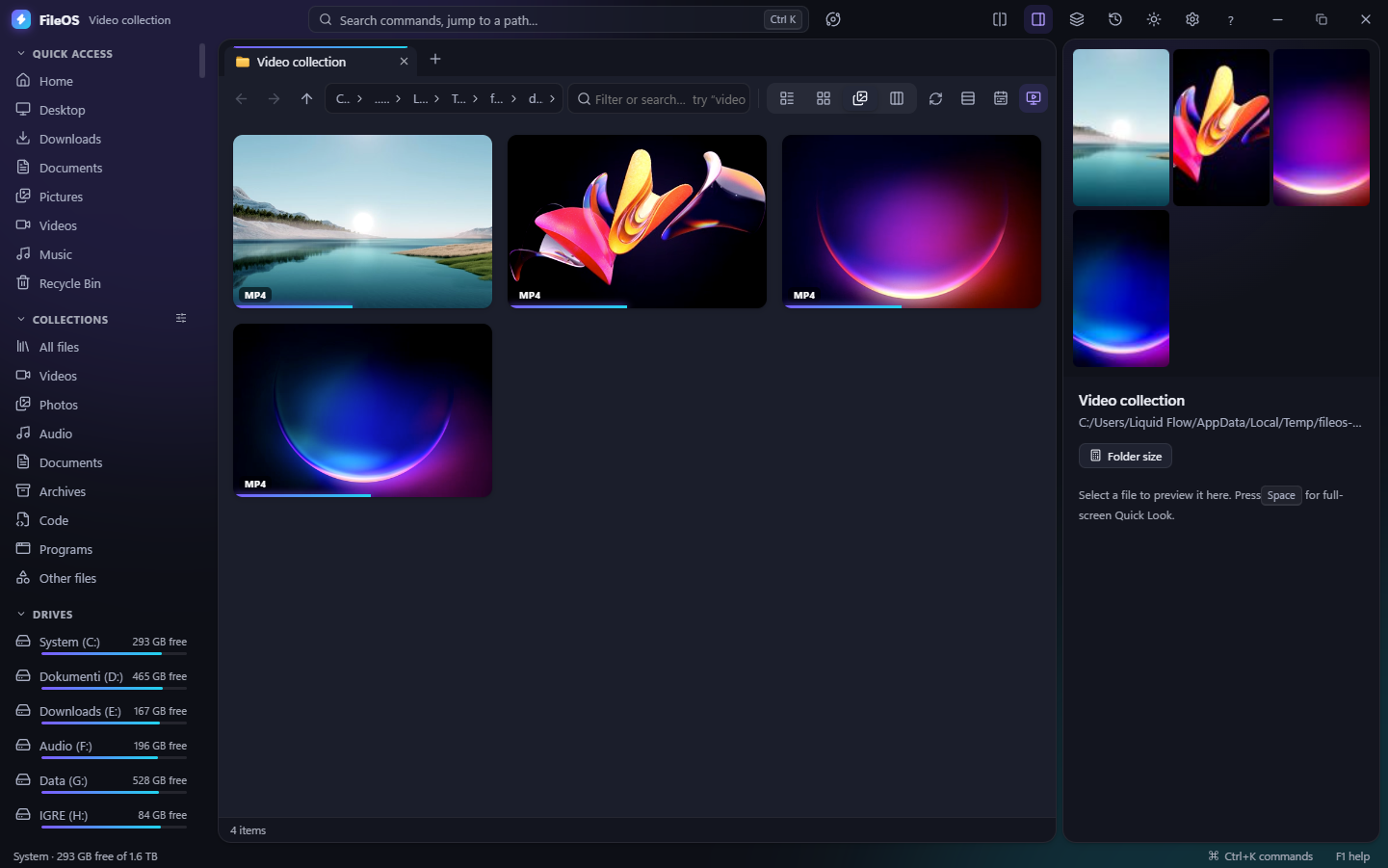 FileOS Video Wall — pregled videozapisa